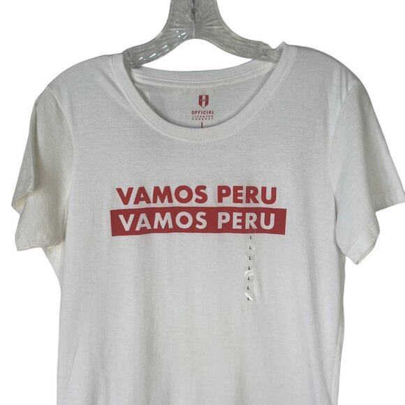 FPF Vamos Peru Soccer Futbol Tshirt Womens Large White New Official Licensed - Picture 3 of 11